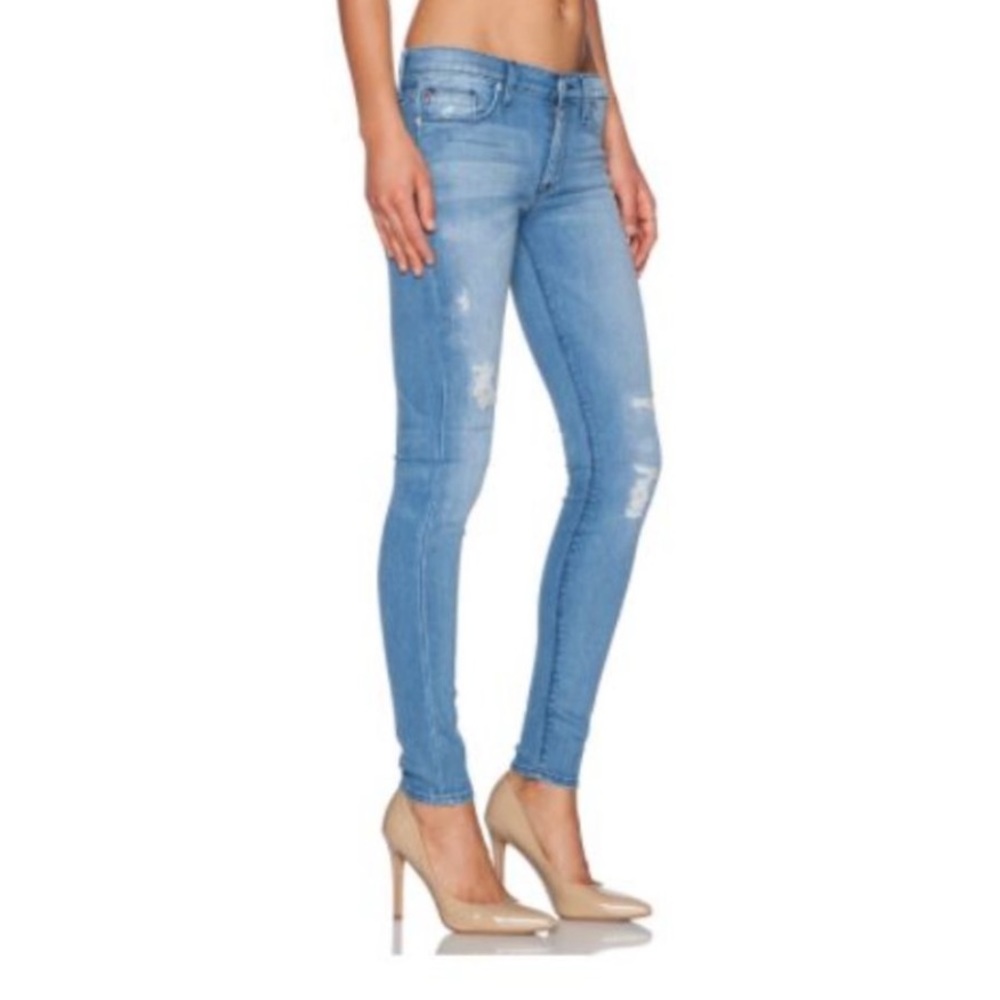 Hudson Nico Midrise Super Skinny Jeans Distressed Size 24 Blue